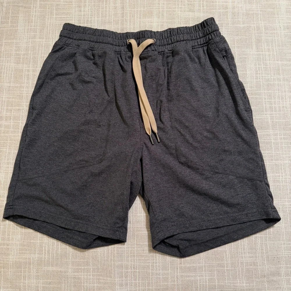 Right of Way Mens Charcoal Heather Athletic Performance Shorts‎ Small Drawstring
